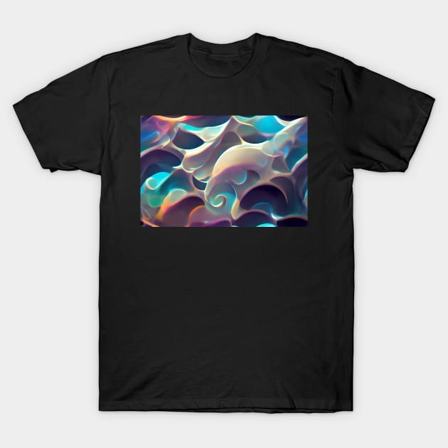 Iridescent Hologram Waves T-Shirt by newdreamsss